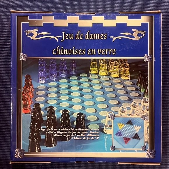 Colourful Glass Chinese Checkers 14” Glass Game board and Pieces 2003 Complete - Picture 2 of 6